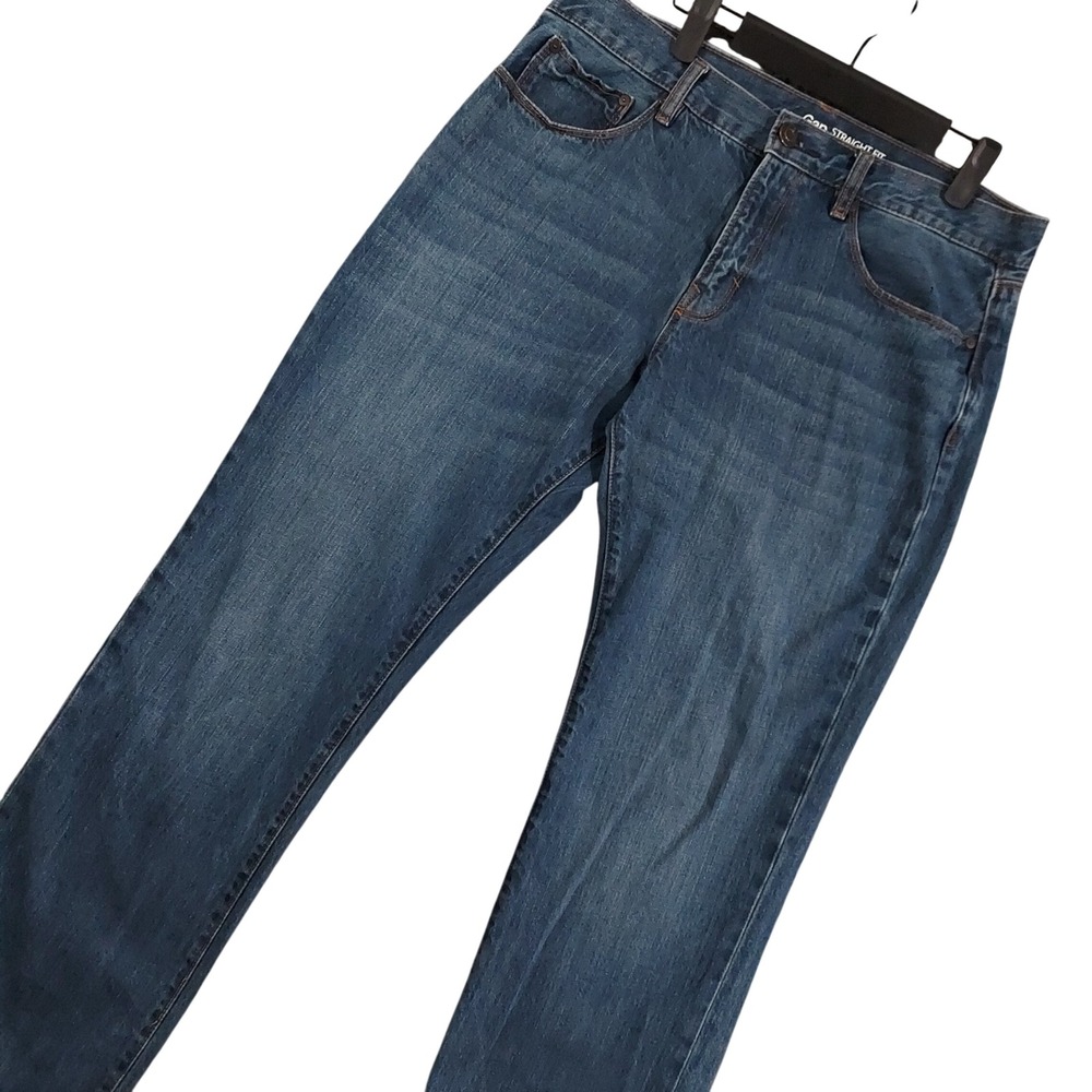 Gap Straight Fit Jeans Mens 34x32 Blue Medium Wash 100% Cotton Denim 12921